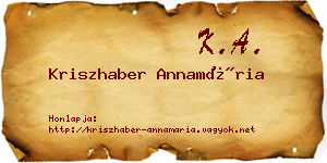 Kriszhaber Annamária névjegykártya